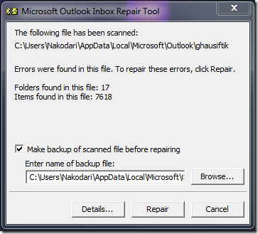 how to repair outlook mail